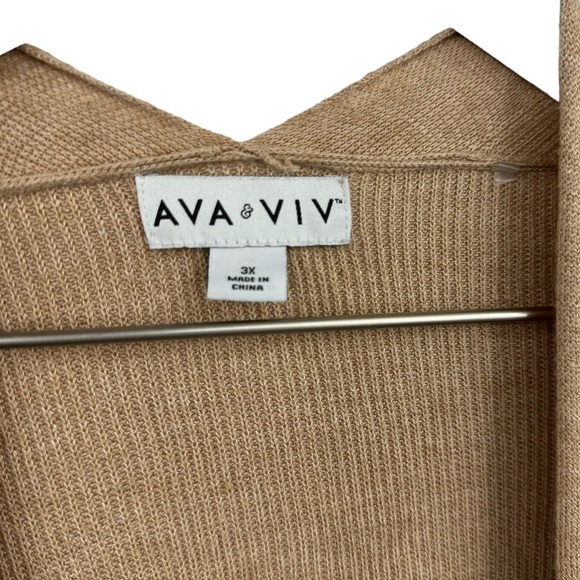 Ava & Viv Tan Ribbed Knit Cardigan Sweater Size 3X - Picture 6 of 6